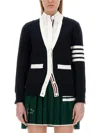 Thom Browne Side Buttoned Knit Cardigan In Blue