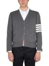 Thom Browne Cotton Cardigan In Grey