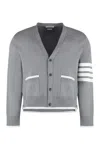 Thom Browne Cotton Cardigan In Grey