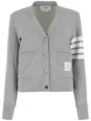 Thom Browne Striped Cotton V-neck Cardigan Pockets In Multi
