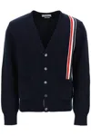 THOM BROWNE THOM BROWNE COTTON CARDIGAN WITH RED, WHITE