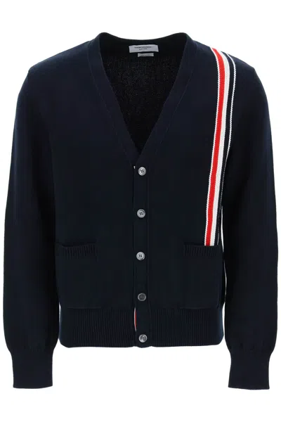 THOM BROWNE COTTON CARDIGAN WITH RED, WHITE