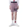 Thom Browne Check 4 Bar Sweat Cotton Shorts