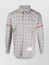 Thom Browne Cotton Checked Shirt Chest Pocket In Purple