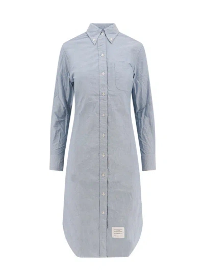 Thom Browne Cotton Midi Dress With Button-down Front In Multi