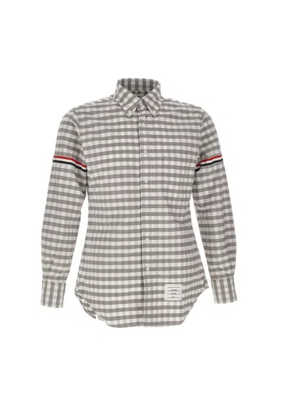 Thom Browne Cotton Classic Fit Shirt Check Oxford In Grey