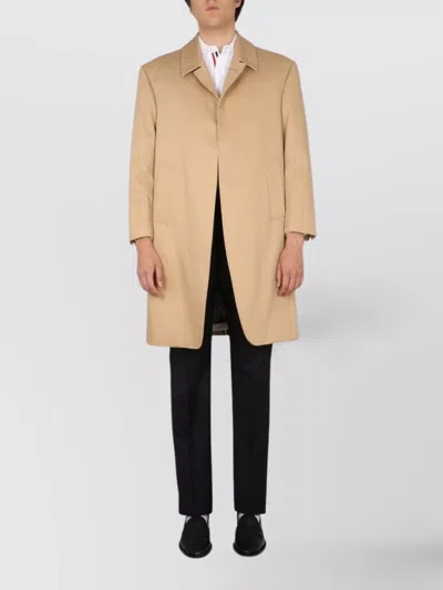 Thom Browne Cotton Coat With Notched Lapels And Back Vent In Brown