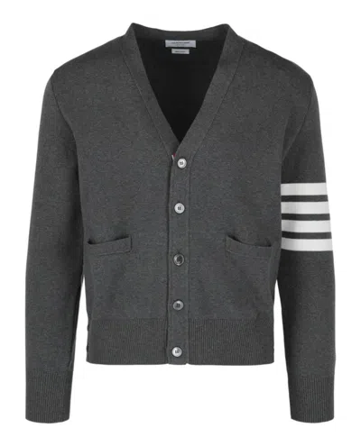 Thom Browne Cotton Crepe V-neck Cardigan In Black