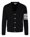 Thom Browne 4bar In Cotton Cardigan In Blue