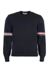 Thom Browne Rwb Intarsia Armband Tweed Pullover In Blue