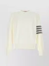 Thom Browne Cotton Crew Neck Sweater With Striped Detail