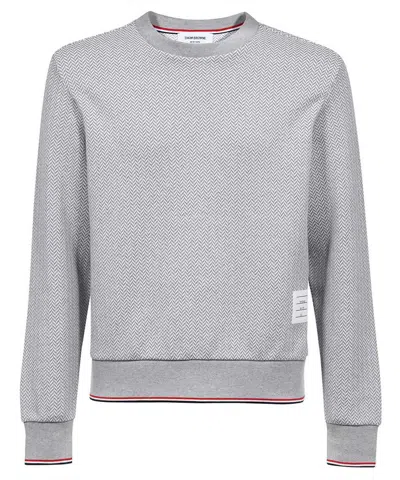 Thom Browne Grey Crew Neck Sweatshirt In Gray