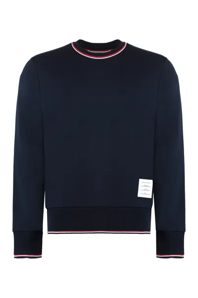 Thom Browne Cotton Crew-neck Sweatshirt In Navy