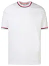 Thom Browne White Crewneck T-shirt With Rwb Detail On Neck And Sleeve
