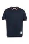 Thom Browne Polo Shirt With Lapel Short Sleeve In Blue
