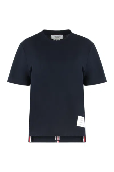 Thom Browne Cotton Crew-neck T-shirt In Blue
