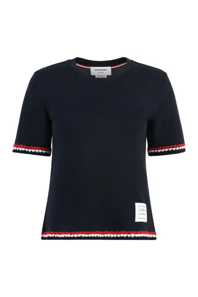 Thom Browne Woman T-shirt Midnight Blue Size 8 Cotton