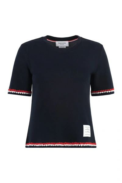 Thom Browne Woman T-shirt Midnight Blue Size 8 Cotton