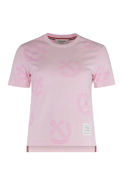 Thom Browne Cotton Crew-neck T-shirt In Pink