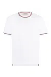 Thom Browne Lightweight Striped Cuff Cotton T-shirt In White