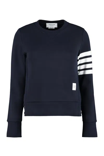 Thom Browne Cotton Crewneck Sweatshirt In Blue