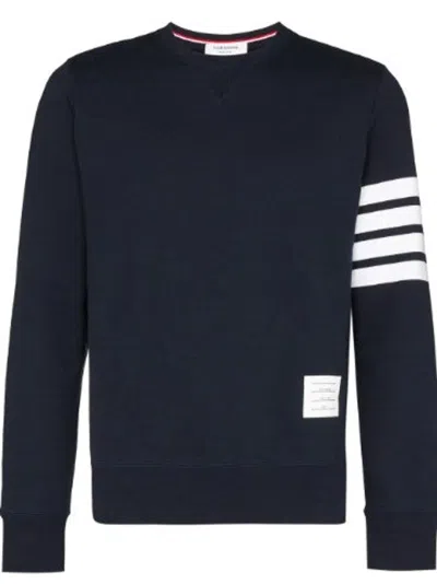 Thom Browne Cotton Crewneck Sweatshirt In Blue