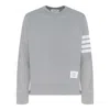 Thom Browne Classic Sweatshirt In Classic Loopback With Engineered 4 Bar In Gray