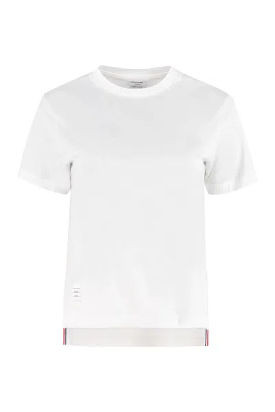 Thom Browne -inspired Asymmetric Hem Cotton Crew-neck T-shirt For Women In Multi