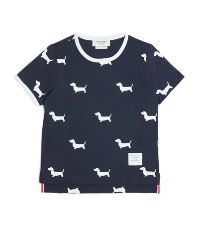 Thom Browne Kids' Cotton Dog T-shirt In Navy