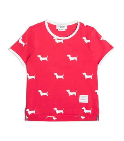 Thom Browne Kids' Cotton Dog T-shirt In Red