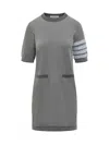 Thom Browne Cotton Dress With 4bar Logo In Grey