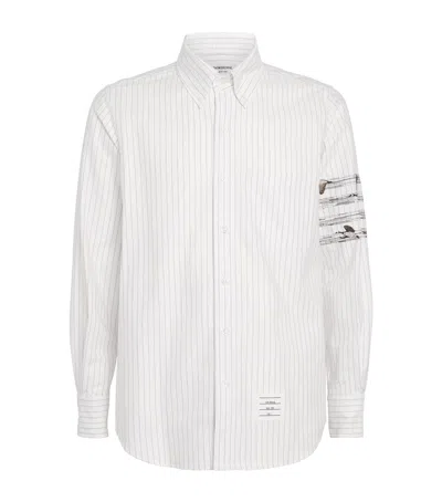 Thom Browne Cotton Embroidered Geese Shirt. In Gray