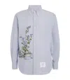Thom Browne Cotton Embroidered Scenic Goose Shirt In Blue