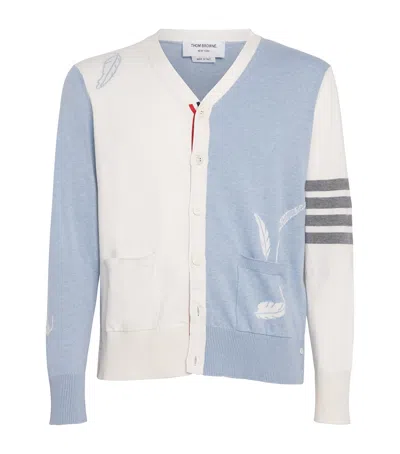 Thom Browne Cotton Feather Cardigan In Blue