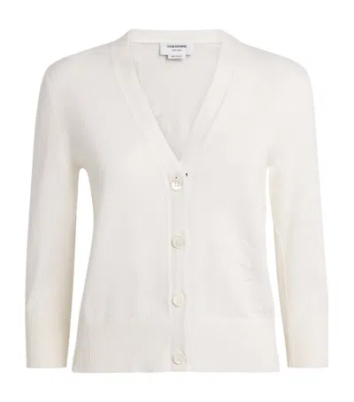 Thom Browne Cotton Feather Cardigan In White
