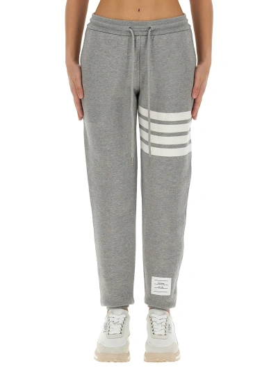 Thom Browne Cotton Fleece Pants In Grey