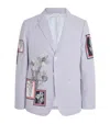 Thom Browne Cotton Floral Appliqué Sports Jacket In Grey