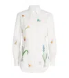 Thom Browne Floral Embroidered Cotton Button-down Shirt In White