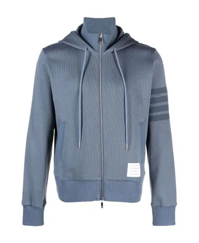Thom Browne Cotton Funnel Neck Hoodie In Gray