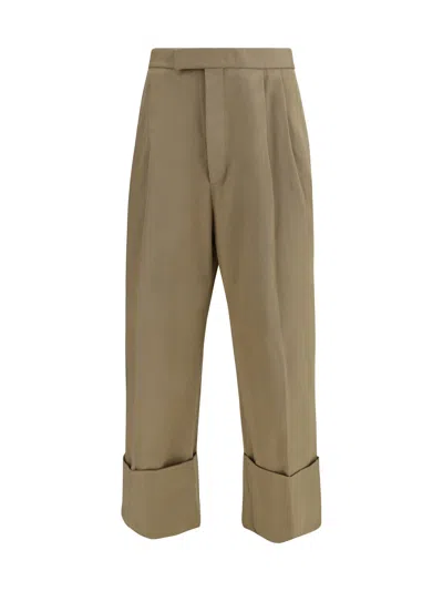 Thom Browne Cotton Gabardine Pants With Double Pleats In Burgundy