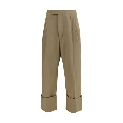 Thom Browne Cotton Gabardine With Rwb Grosgrain Trim Trousers In Neutral