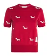 Thom Browne Hector Embroidered Cotton T-shirt In Red