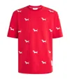 Thom Browne Dog-embroidery T-shirt In Red
