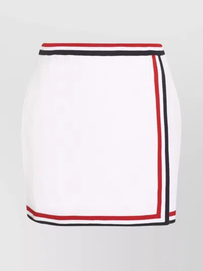 Thom Browne Cotton High-waisted Mini-skirt Textured Fabric In White