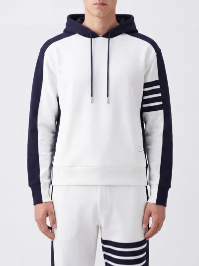 Thom Browne Cotton Hoodie With Iconic 4-bar Stripes On The Sleeve In Blue