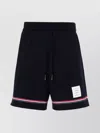 Thom Browne Blue Shorts With Elastic Waist With Drawstring And Rwb Striped Detail