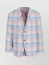 Thom Browne Cotton Jacket With Checked Pattern And Lapel Collar