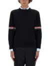 Thom Browne Rwb Intarsia Armband Tweed Pullover In Black