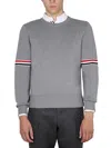 Thom Browne Milano Stitch Crew Neck Pullover In Grey