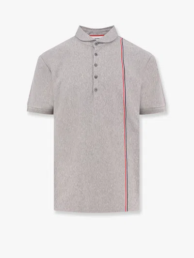 Thom Browne Cotton Jersey Polo Shirt With Iconic Stripes In Neutral